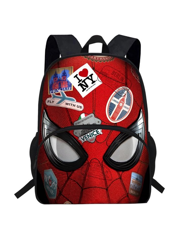 Superhero Oxford Cloth Backpack, Large Capacity Spider Web Travel Print Bookbag for School & Camping