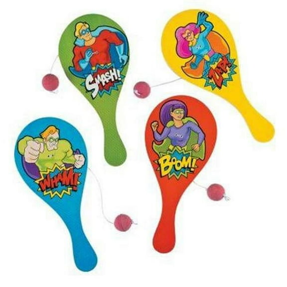 Superhero Paddleball - Party Favors - 12 Pieces