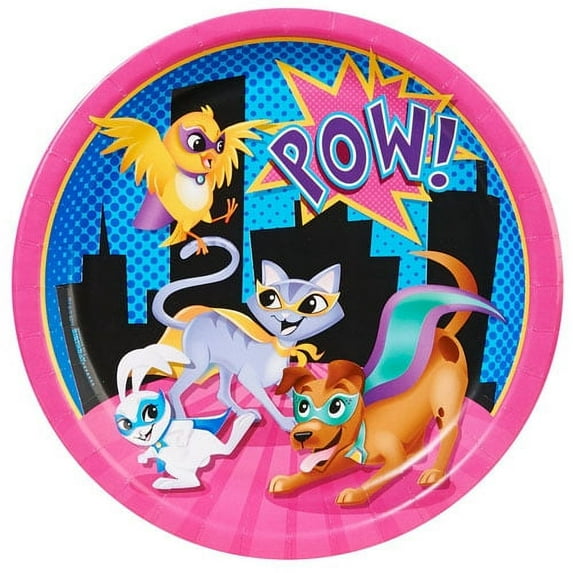 Superhero Pets Large Paper Plates (8ct)