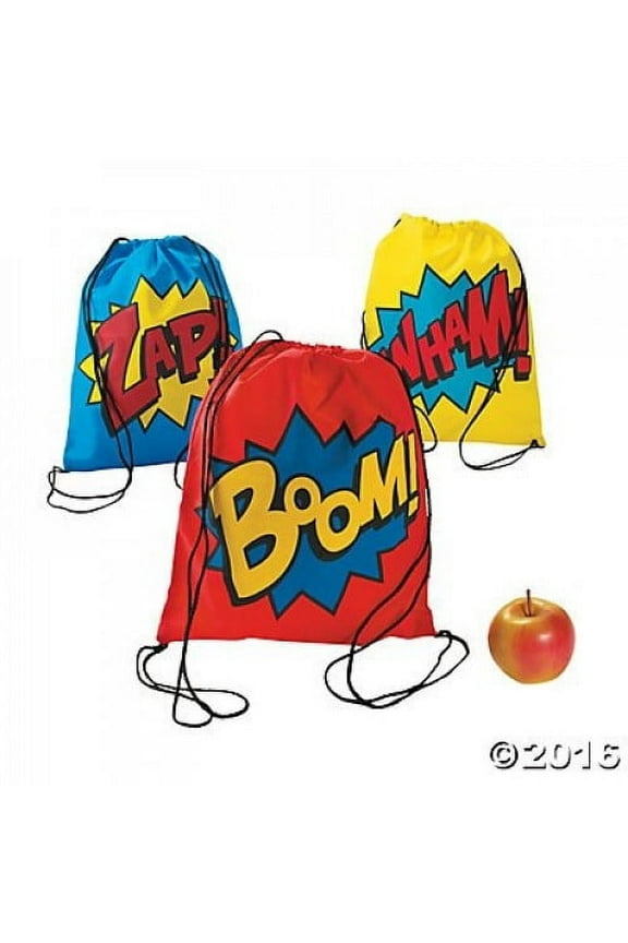 Superhero Pnw Drawstring Backpack - Favor Bagss - 12 Pieces