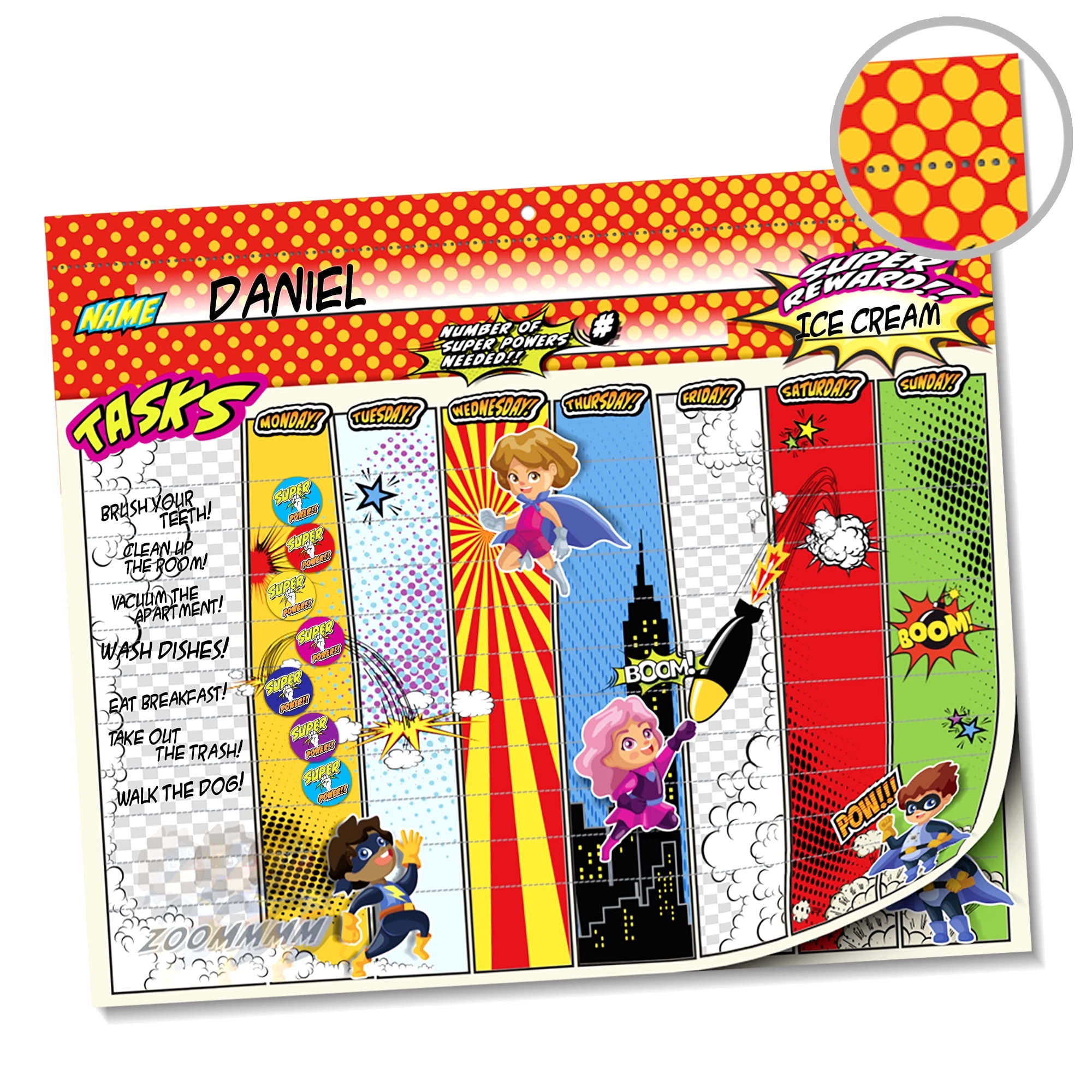 Learn & Climb Superhero Reward Chart Pad with 26 Chore Charts & 1800 ...