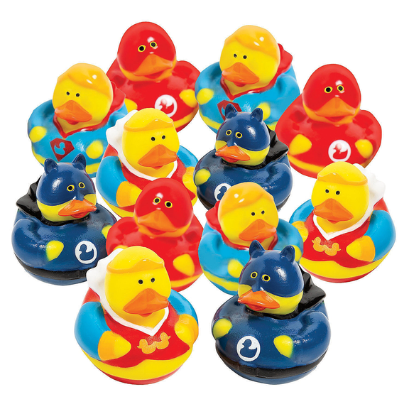 Superhero Rubber Duckies - Party Favors - 12 Pieces