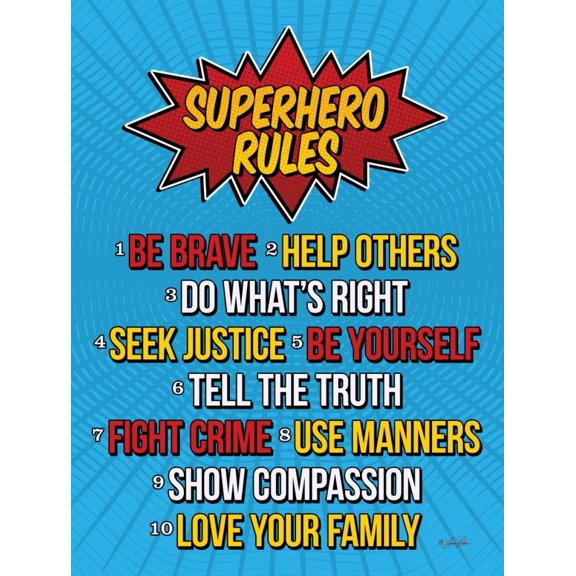 Superhero Rules Poster Print by Lauren Rader
