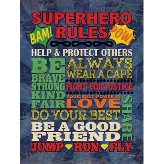 Superhero Rules Poster Print by N. Harbick