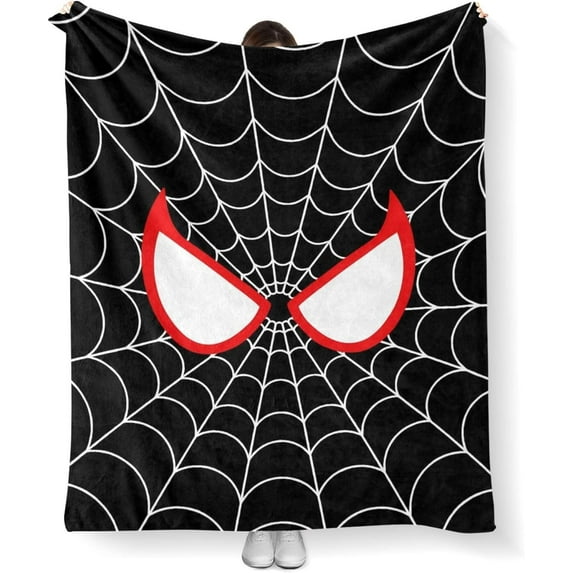 Superhero Spider Blanket 50""x60"" Soft Plush Throw Blanket for Couch Car Bed, Black