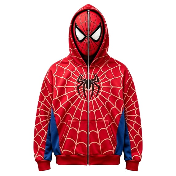 Superhero Spider Print Long Sleeve Pullover Sweatshirt Hooded Jacket Top for Halloween Party Activewear Casual Daily Costume Performance Outfit 160