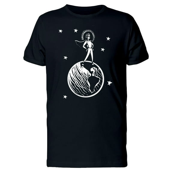 Superhero Stands On Earth T-Shirt Men -Image by Shutterstock, Male 4X-Large