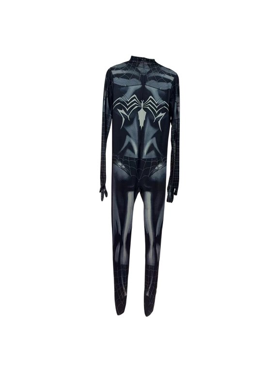 Superhero Stretchy Cosplay Jumpsuit Detailed Web Lattice Printed Stage Presentation Apparel for Women Comic Con Gala