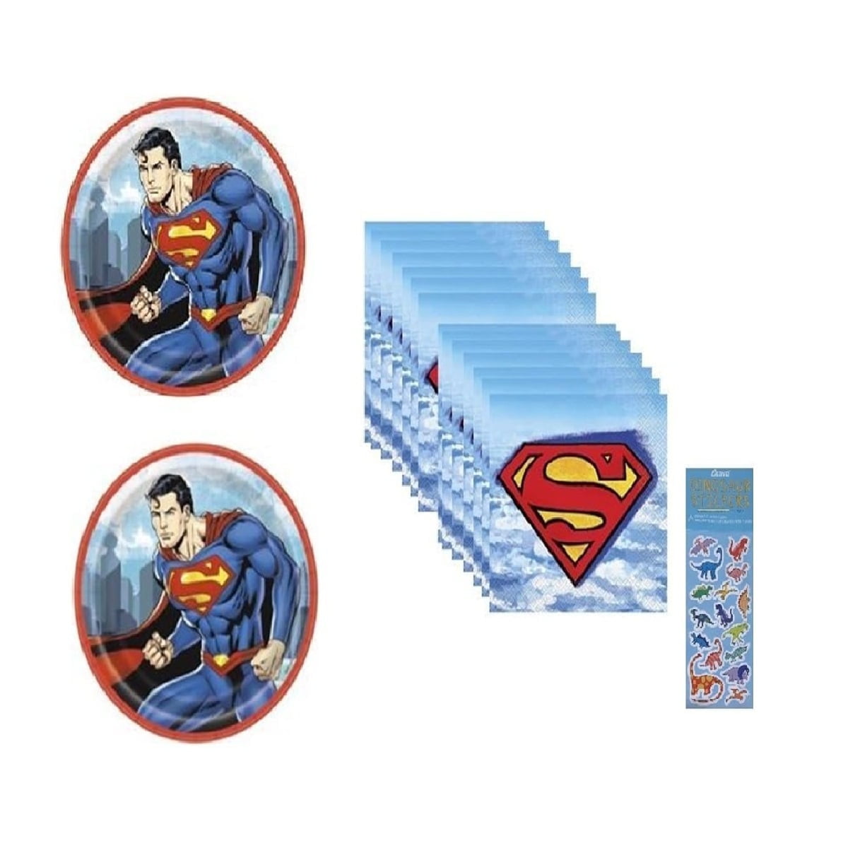 Barbie Birthday Party Supplies Bundle - 16 Dessert Plates (7") & 1 Dinosaur Sticker Sheet, For Kids Birthday Decorations