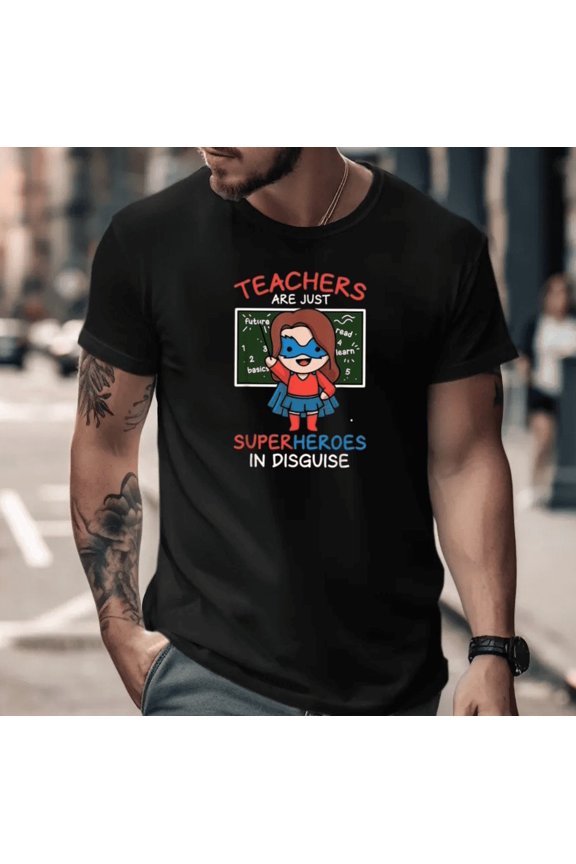 Superhero Teacher In Disguise Fun Classroom Theme Graphic Unisex T-Shirt, up to size 5XL