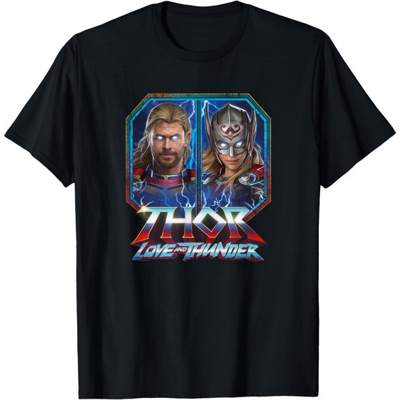 Superhero Thor and Mighty Thor Thunder DTG Print Unisex T-Shirt,Black Color,Size YM