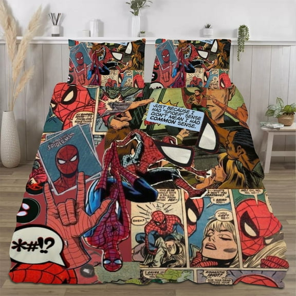 Superhero Three-Piece Complete Bedding Set - Includes reversible pillowcase and sheet set - Bedding items