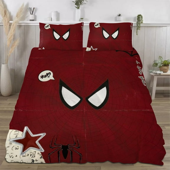 Superhero Three-Piece Complete Bedding Set - Includes reversible pillowcase and sheet set - Bedding items