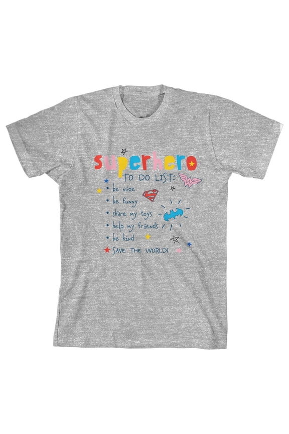 Superhero To Do List Youth Athletic Gray Graphic Tee-S