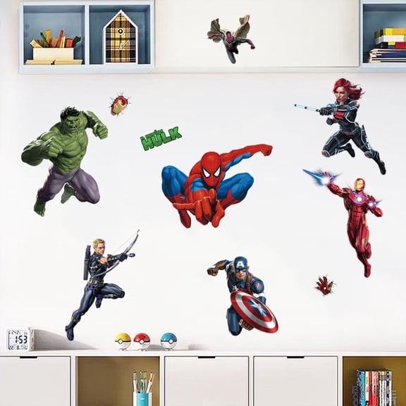Superhero Wall Sticker Detachable Peel and Stick Vinyl Decals for Kids Boys Girls Room Bedroom Wall Decor, 16 inches x 24 inches Party Decoration