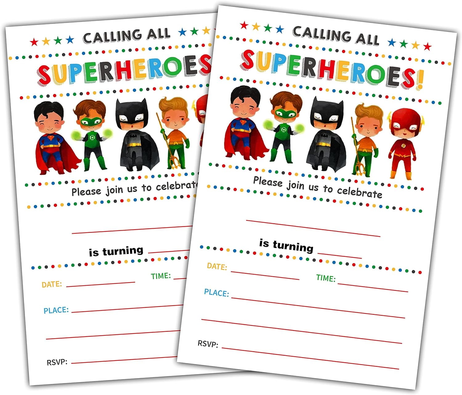 Superheroes Birthday Party Invitations Kids Super Hero Theme Invites