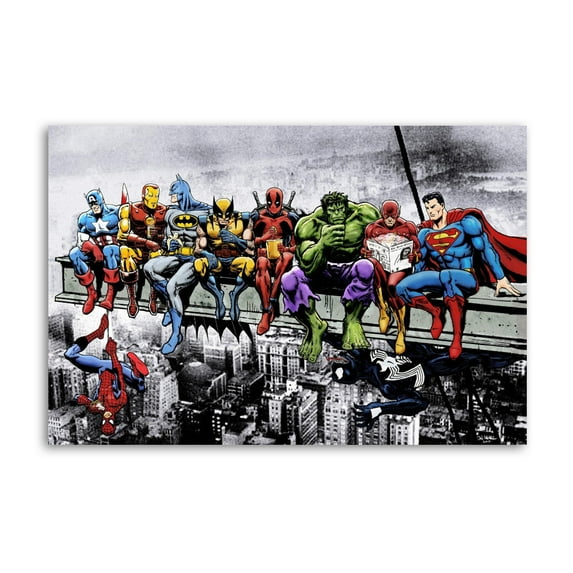 Superheroes Lunch Atop A Skyscraper Artworks Canvas Poster Room Aesthetic Wall Art Prints Home Modern Decor Gifts 24x36inch(60x90cm)