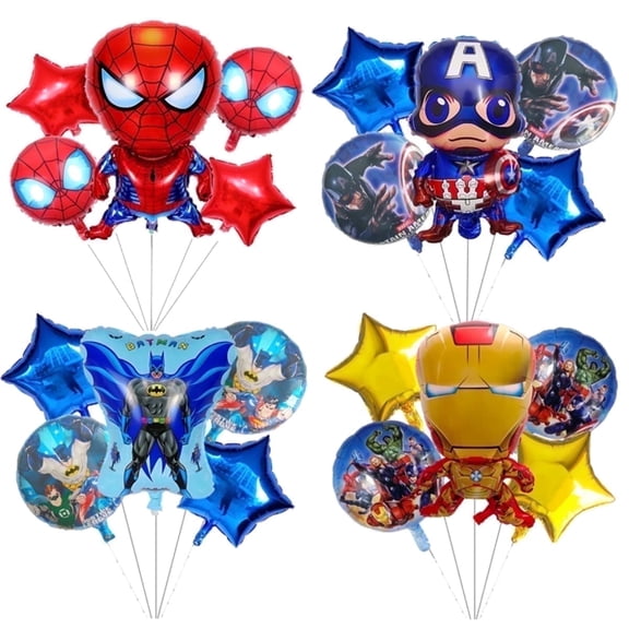 Superheroes Birthday Party Balloons Decorations Multicolor 4-Pack Foil 20 Pieces