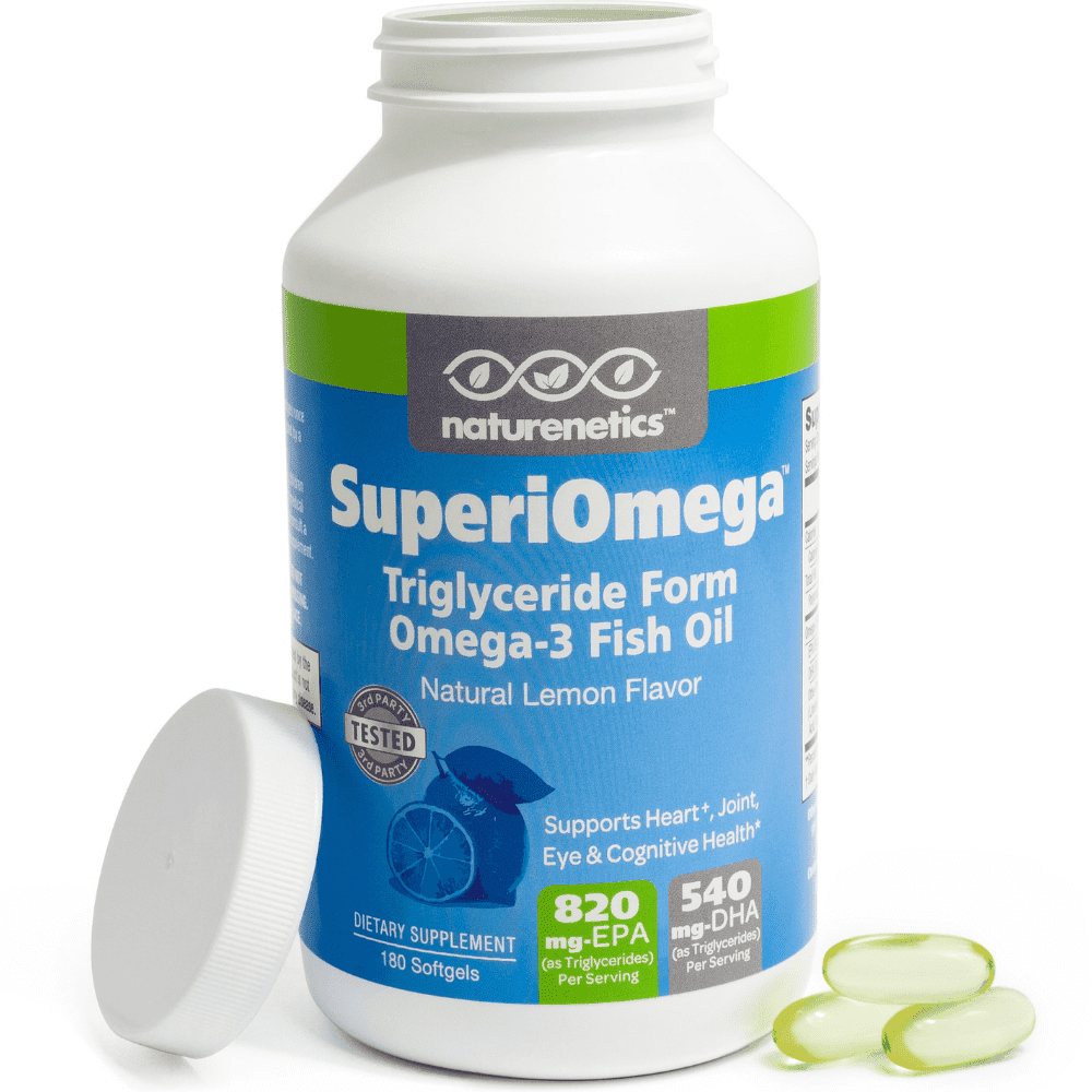 SuperiOmega Omega 3 Fish Oil by Naturenetics - High EPA DHA for Eye, Heart, Joint & Cognitive Health - Triglyceride Form - Wild-Caught Fish - Tested - 90-day Supply