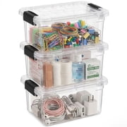 Superio 1.05 Quart Mini Clear Plastic Storage Container with Lid, Stackable Small Organizer Box for Crayons, Art Supplies, Beads, Sewing, Stationery & Food Storage, 3 Pack