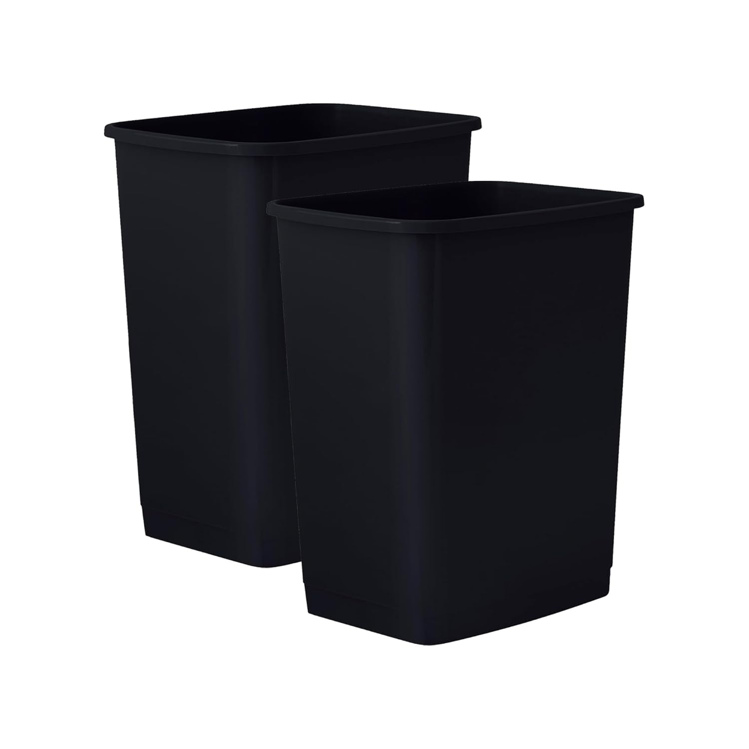 Superio Slim 2 Gallon Bathroom Trash Can - Compact Plastic Waste Basket For Small Spaces, Bedroom, Office, Black