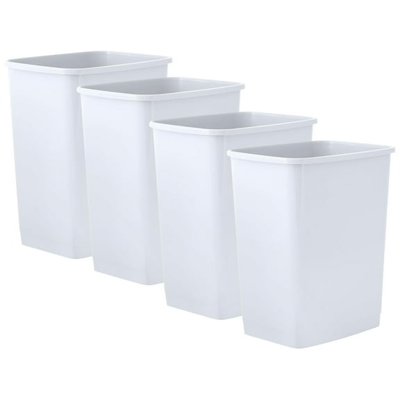 Superio 1.25 Gal Mini Plastic Trash Can, Small Waste Bin for Countertop, Desk, Vanity, Bathroom 5 Quart (4, White)