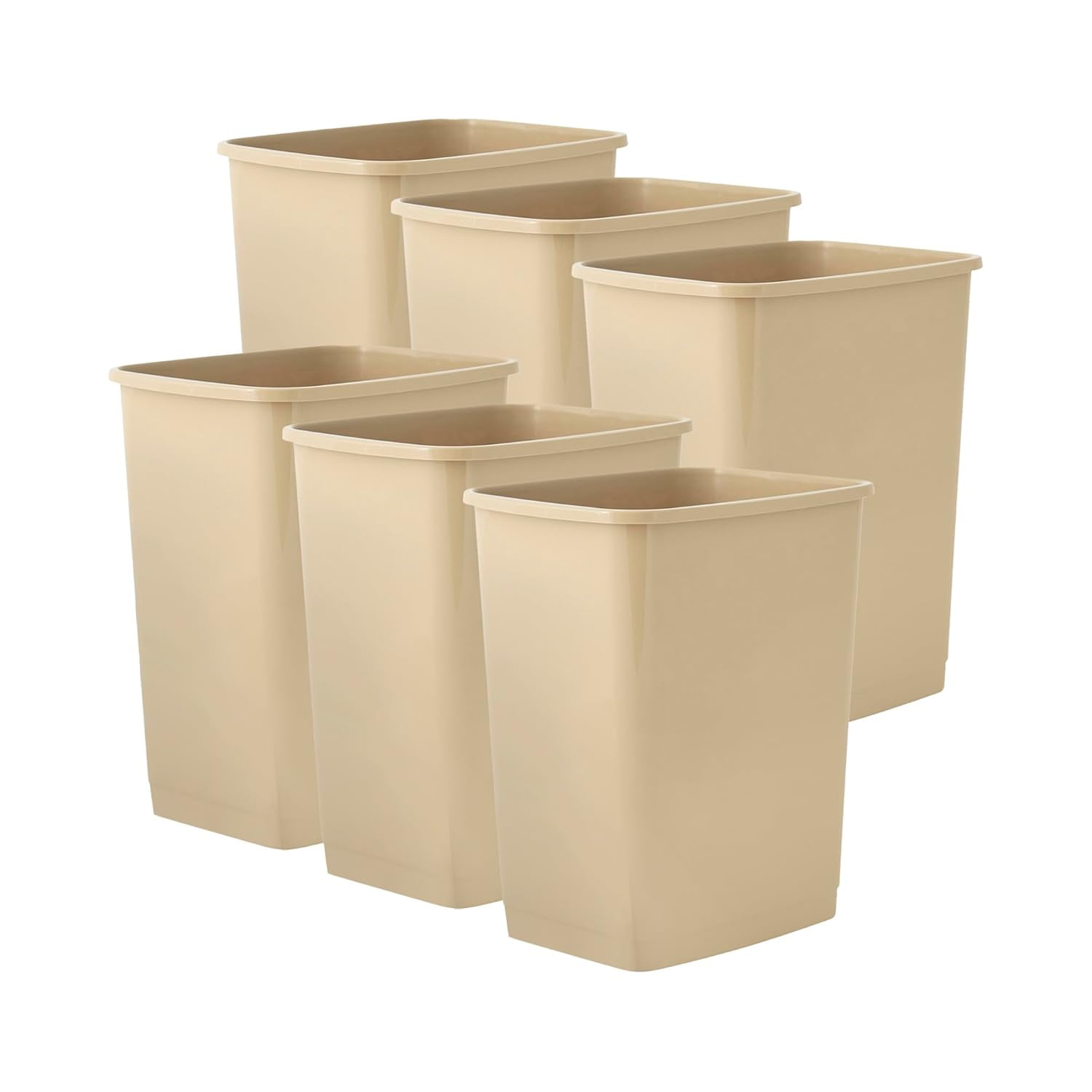 Superio 1.25 Gal Mini Plastic Trash Can, Small Waste Bin for Countertop, Desk, Vanity, Bathroom 5 Quart (6, Beige)