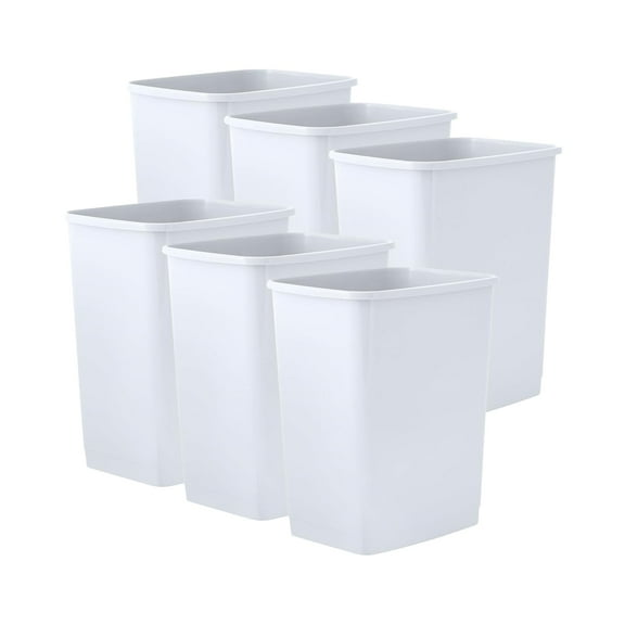 Superio 1.25 Gal Mini Plastic Trash Can, Small Waste Bin for Countertop, Desk, Vanity, Bathroom 5 Quart (6, White)