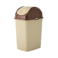 thumbnail image 1 of Superio 1.25 Gal Mini Plastic Trash Can with Swing Top Lid Small Waste Bin for Countertop, Desk, Vanity, Bathroom 5 Quart (Beige/Brown), 1 of 6