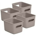 thumbnail image 1 of Superio 1.5 L Mini Ribbed Storage Bin- Plastic Storage Basket (Taupe, 4 Pack), 1 of 10