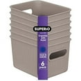 thumbnail image 1 of Superio 1.5 L Mini Ribbed Storage Bin- Plastic Storage Basket (Taupe, 6 Pack), 1 of 6