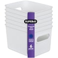 thumbnail image 1 of Superio 1.5 L Mini Ribbed Storage Bin- Plastic Storage Basket (White, 6 Pack), 1 of 6