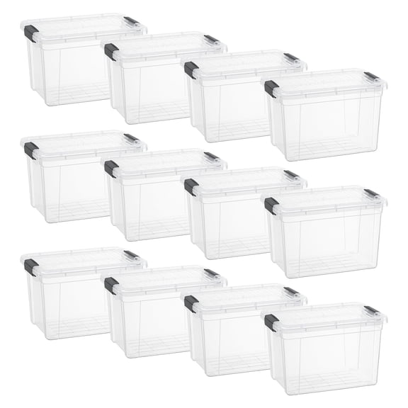 Superio Clear Storage Boxes with Lids, Plastic Container Bins for Organizing, Stackable Crates, BPA Free, Non Toxic, Odor Free, Organizers for Home, Office, School, and Dorm, 8.7 Quart, 12 Pack