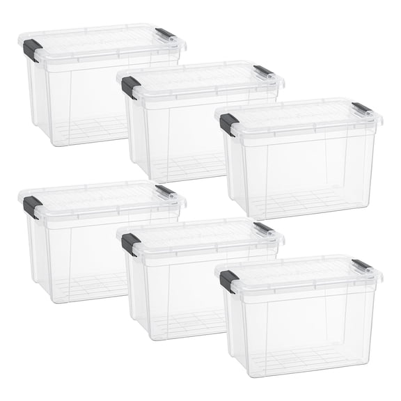 Superio Clear Storage Boxes with Lids, Plastic Container Bins for Organizing, Stackable Crates, BPA Free, Non Toxic, Odor Free, Organizers for Home, Office, School, and Dorm, 8.7 Quart, 6 Pack