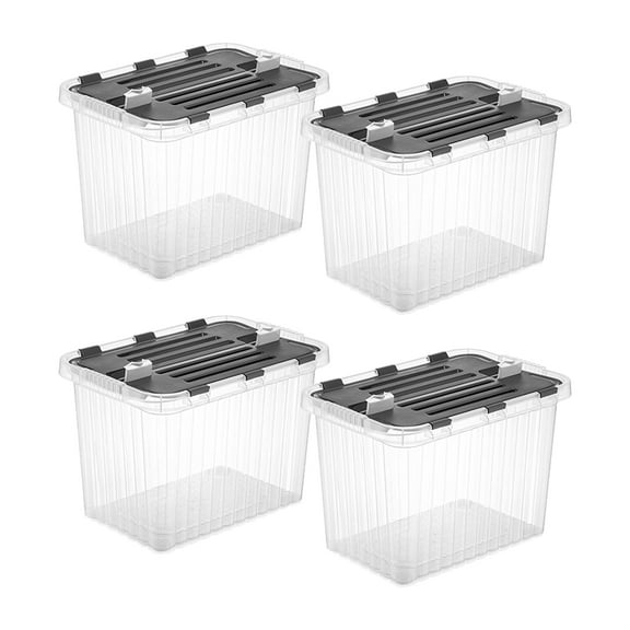 Superio Storage Bins with Lids, Clear Plastic Containers for Organizing, Stackable Totes, BPA Free, Odor Free, Organizer Boxes for Home, and Dorm, 53 Quart (4 Pack, 20.25"x14"x14.6")