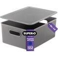 thumbnail image 1 of Superio 15L Medium Grey Ribbed Storage Bin with Lid, Plastic Storage Bin, 1 of 7