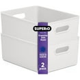 thumbnail image 1 of Superio 15L Medium Ribbed Storage Bin- Plastic Storage Bin (2 Pack, White), 1 of 6