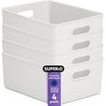 thumbnail image 1 of Superio 15L Medium Ribbed Storage Bin- Plastic Storage Bin (4 Pack, White), 1 of 6