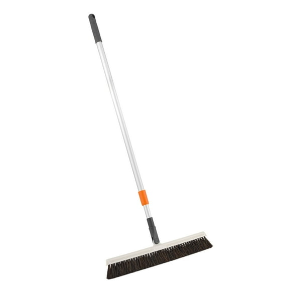 Superio 18-Inch Swivel Broom with Horsehair and Synthetic Bristles, 180° Rotating Head, Telescopic Aluminum Handle, 35-65 Inches