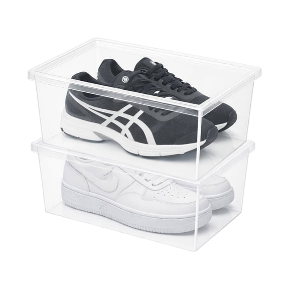 Superio Clear Shoe Storage Box with Lid, Stackable 6.5-Quart Organizer (Pack of 2)