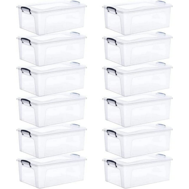 Superio 22 Qt Clear Plastic Storage Bins with Lids and Latches