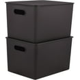 thumbnail image 1 of Superio 22L Large Brown Ribbed Storage Bin with Lid, Plastic (2 Pack), 1 of 9