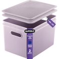thumbnail image 1 of Superio 22L Large Lilac Ribbed Storage Bin with Lid, Plastic (2 Pack), 1 of 6
