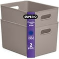 thumbnail image 1 of Superio 22L Large Ribbed Storage Bin- Plastic Storage Bin (2 Pack, Taupe), 1 of 7