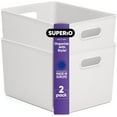 thumbnail image 1 of Superio 22L Large Ribbed Storage Bin- Plastic Storage Bin (2 Pack, White), 1 of 6