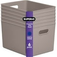 thumbnail image 1 of Superio 22L Large Ribbed Storage Bin- Plastic Storage Bin (6 Pack, Taupe), 1 of 7