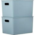 thumbnail image 1 of Superio Plastic Storage Bins with Lids, Stone Blue, 22 Liter Large Ribbed Baskets with Lids for Organizing Closet, Shelves, Plastic Storage Bin (2 Pack), 1 of 7