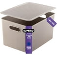 thumbnail image 1 of Superio 22L Large Taupe Ribbed Storage Bin with Lid, Plastic Storage Bin, 1 of 8