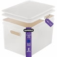 thumbnail image 1 of Superio 22L Large White Smoke Ribbed Storage Bin with Lid, Plastic (2 Pack), 1 of 7