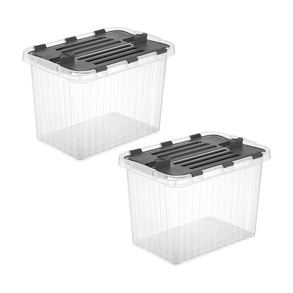 Superio 26 L Deep Storage Container with Hinged Lid 27.5 Quart (2 Pack)
